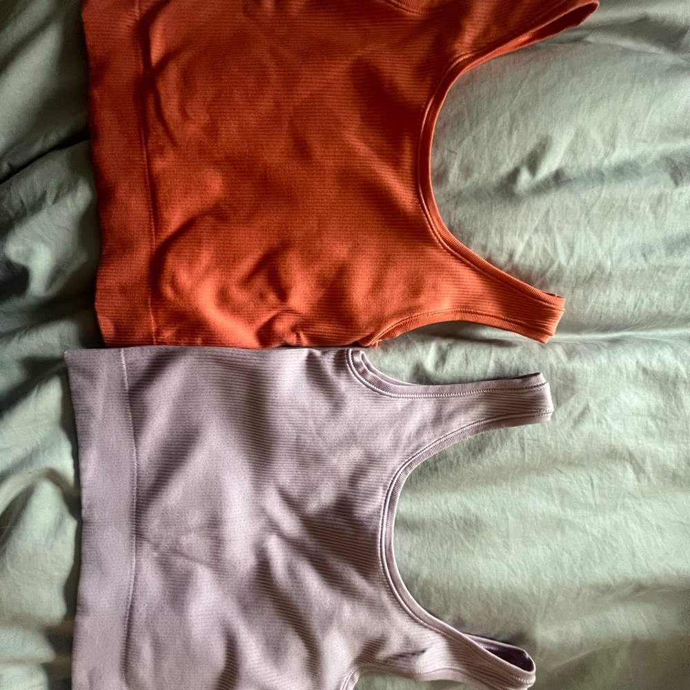 Athelta Girls, Medium, 2 Ribbed Tank Tops, Orange and Lavender